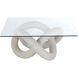 Knotty 36 X 36 inch White with Clear Coffee Table