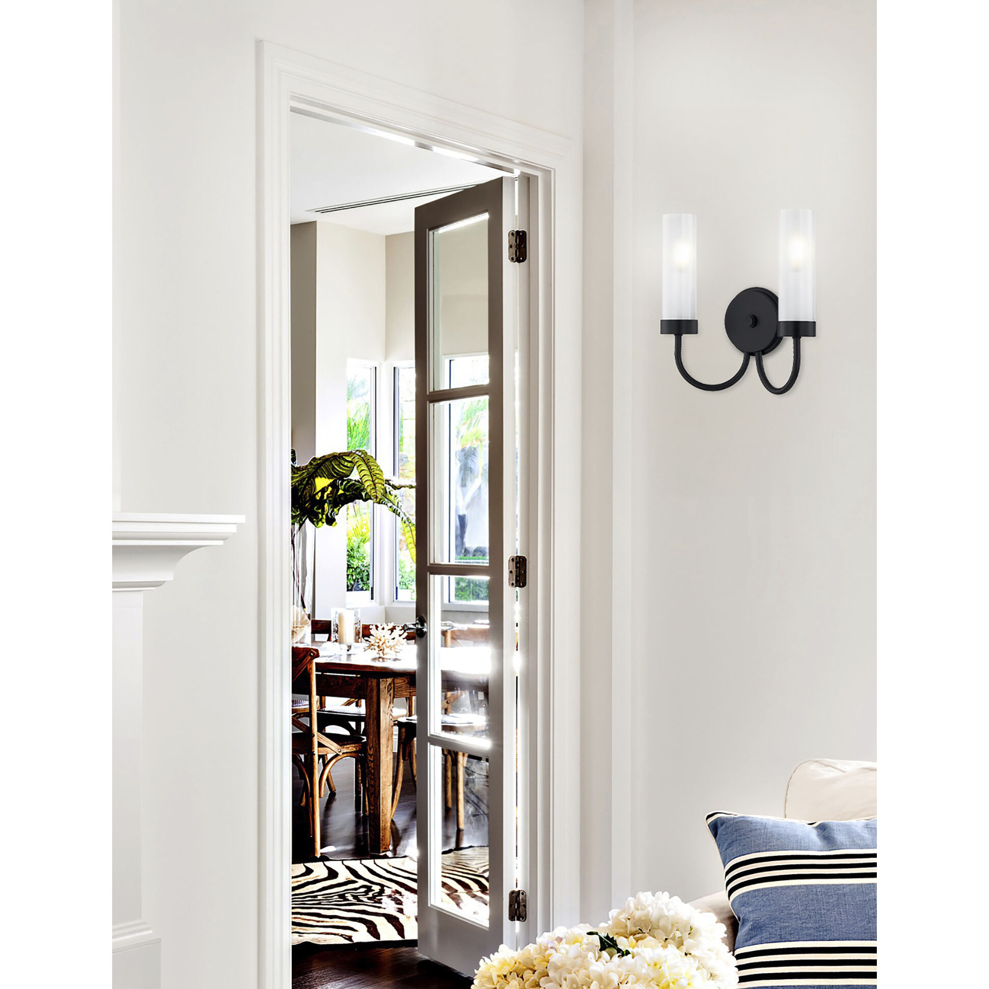 Fusion Collection 2 Light 11.5 inch Matte Black ADA Wall Sconce Wall Light, Anchor Family