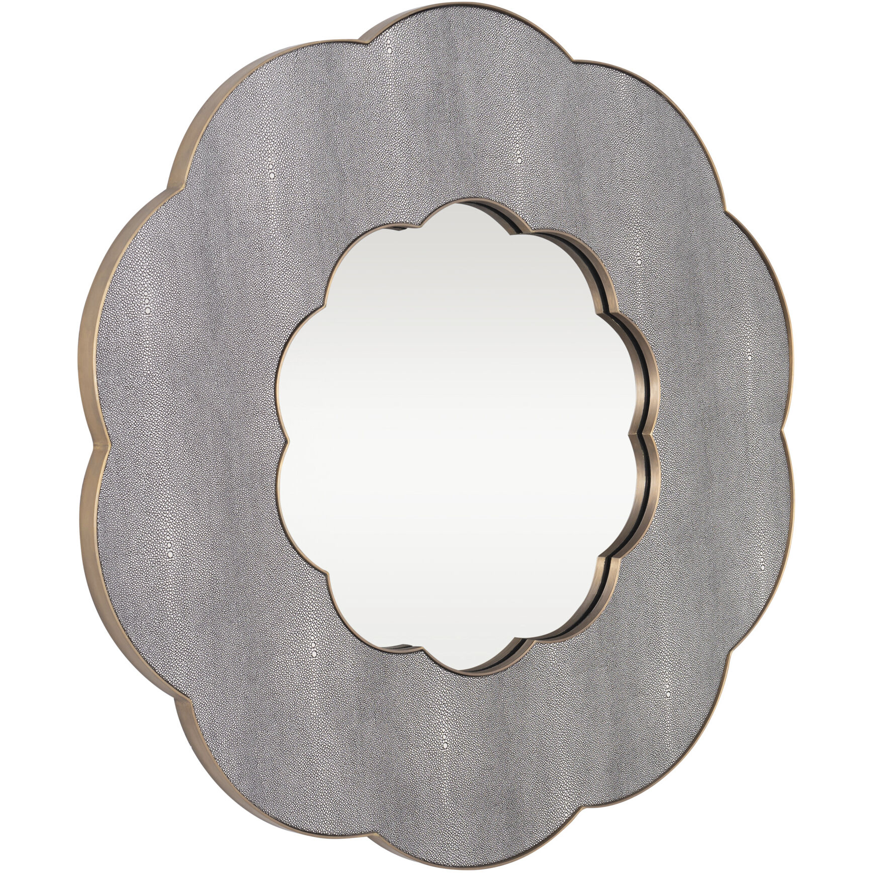Scallop 36 X 36 inch Gray Shagreen with Weathered Brass Wall Mirror, Varaluz Casa