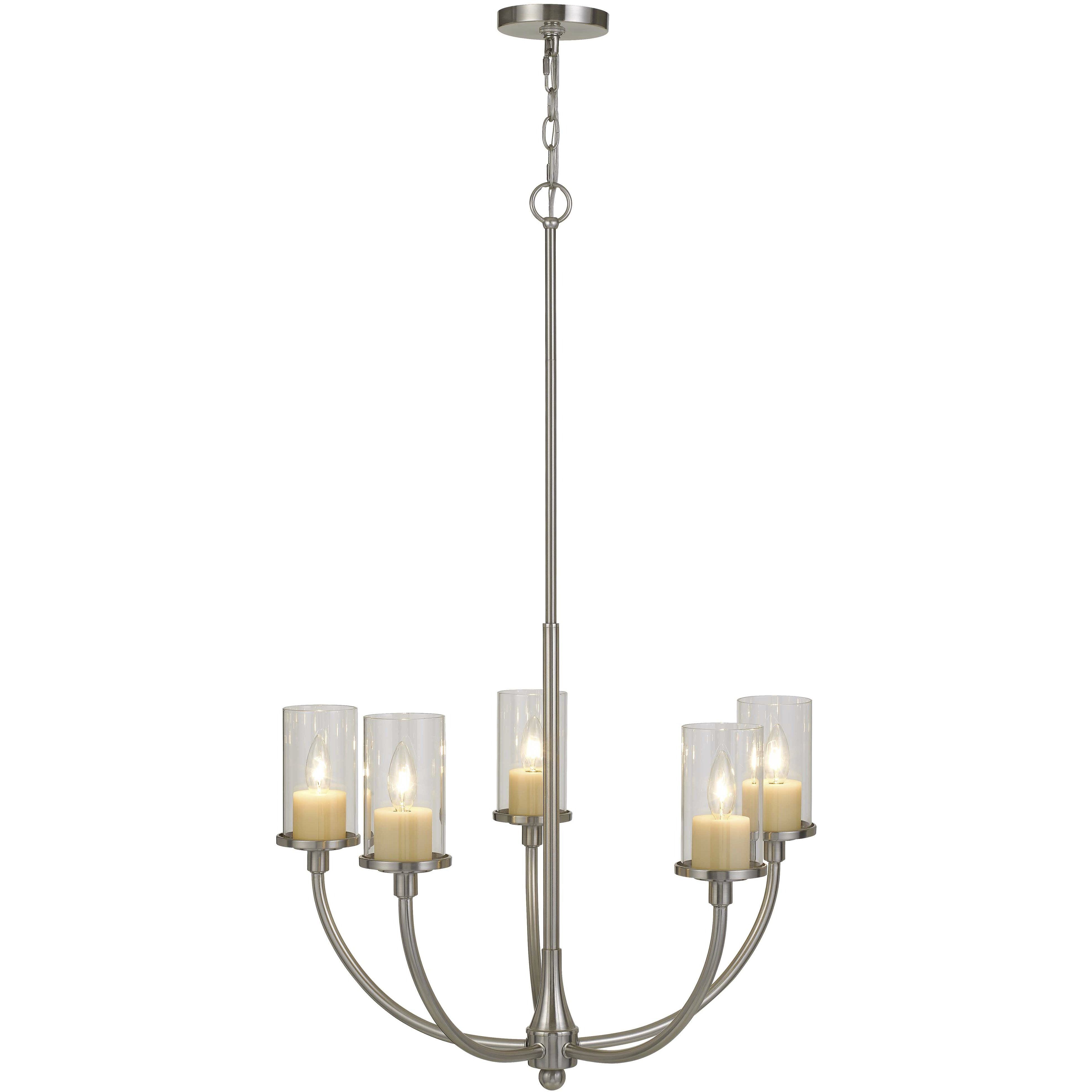 Jervis 5 Light 27 inch Brushed Steel Chandelier Ceiling Light