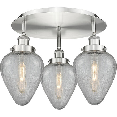Geneseo 3 Light 17.75 inch Satin Nickel Flush Mount Ceiling Light