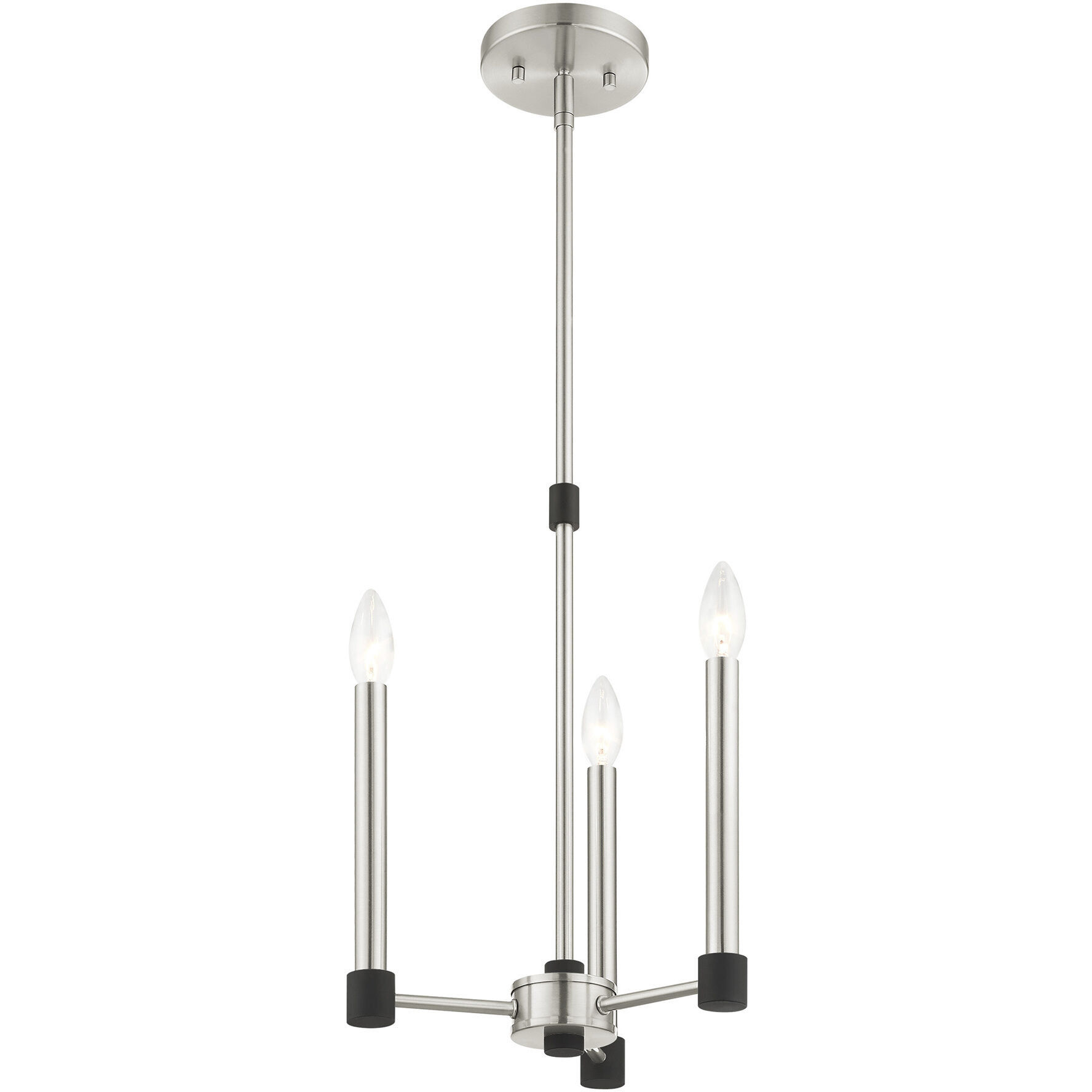 Karlstad 3 Light 12 inch Brushed Nickel with Satin Brass Accents Chandelier Ceiling Light