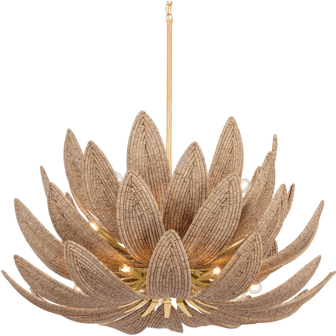 Varanasi 28 Light 42 inch Vintage Gold Leaf Chandelier Ceiling Light