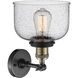 Franklin Restoration Large Bell 1 Light 8 inch Black Antique Brass Sconce Wall Light in Seedy Glass, Franklin Restoration