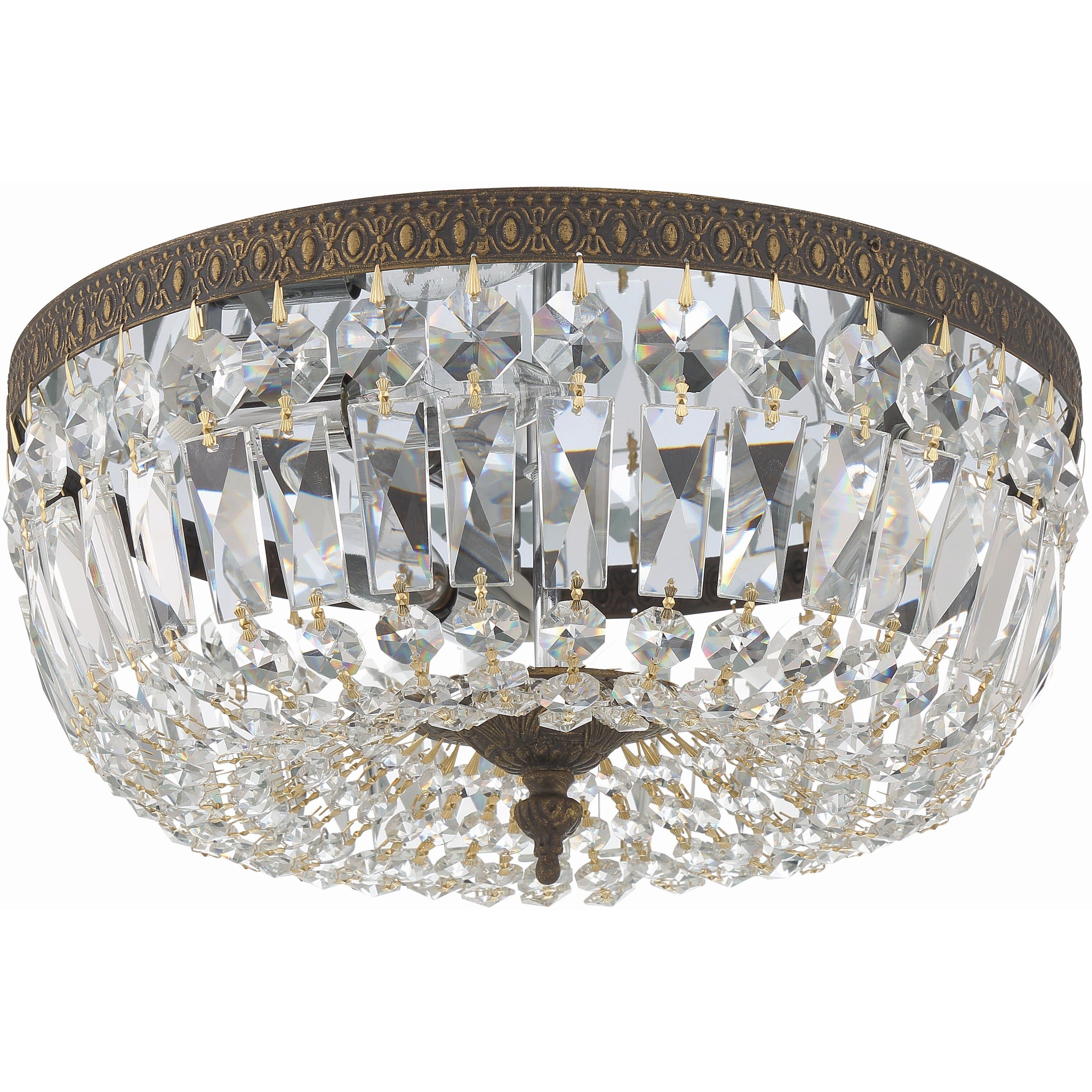 Waltham 3 Light 14 inch English Bronze Flush Ceiling Light in Clear Spectra