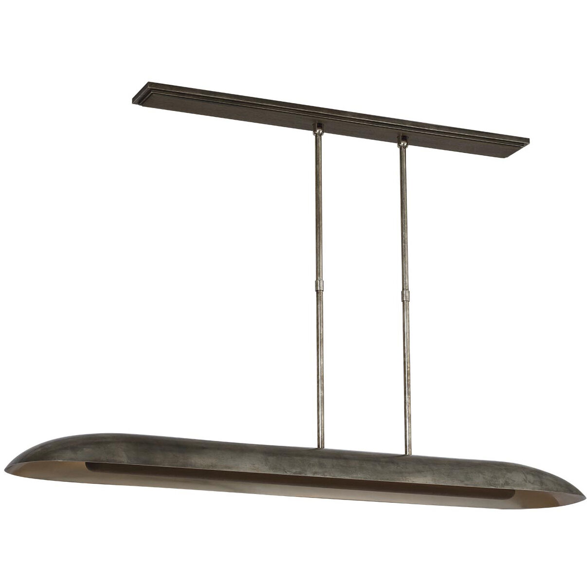 Anne-Marie Barton Remi Linear Pendant Ceiling Light in Mottled Pewter and Warm Walnut