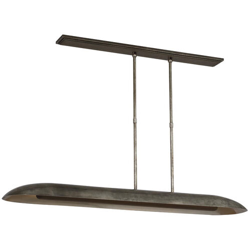 Anne-Marie Barton Remi Linear Pendant Ceiling Light in Mottled Pewter and Warm Walnut