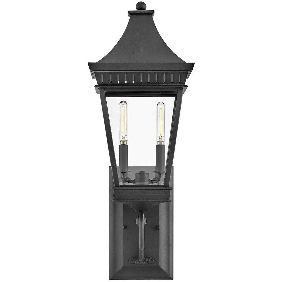 Estate Series Chapel Hill 2 Light 27.25 inch Museum Black Outdoor Wall Mount Lantern, Heritage