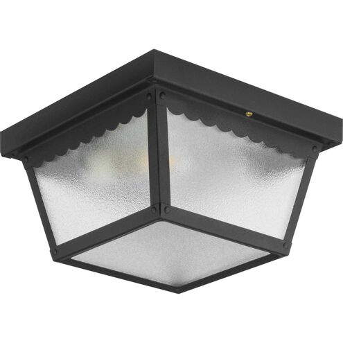 Ceiling Mount 2 Light 9 inch Matte Black Outdoor Flush Mount in White Glass