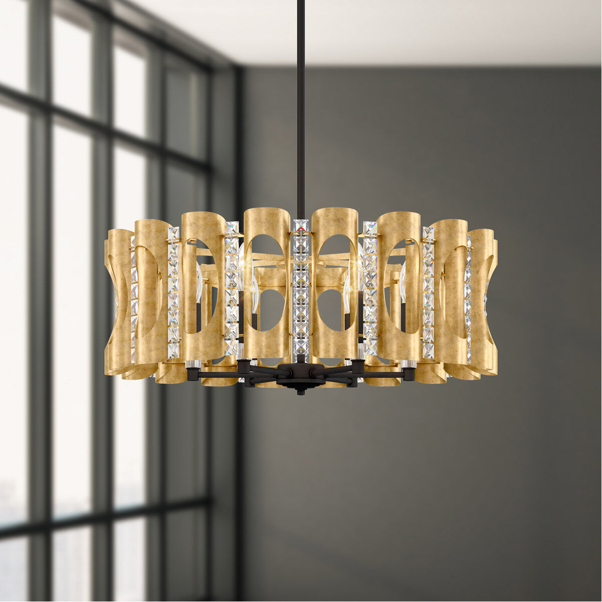Twilight 6 Light Heirloom Gold Pendant Ceiling Light, Adjustable Height