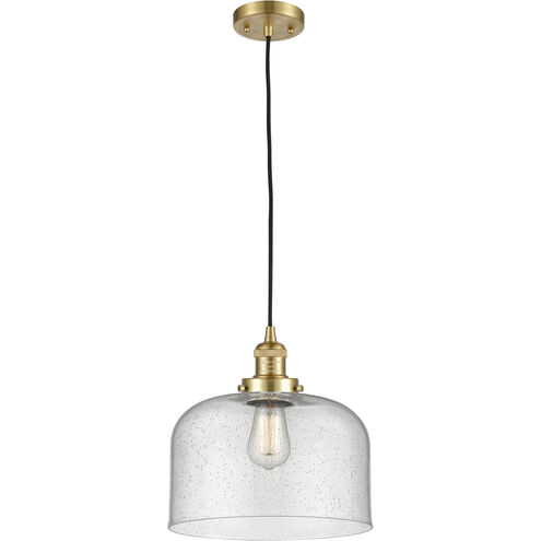 Franklin Restoration Bell 1 Light 12 inch Satin Gold Mini Pendant Ceiling Light in Incandescent, Seedy, Franklin Restoration