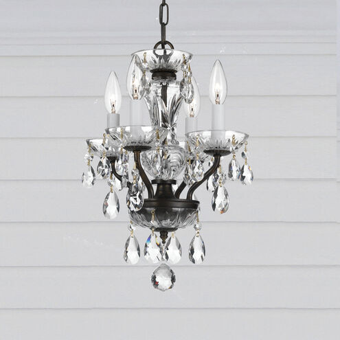 Traditional Crystal 4 Light 11 inch English Bronze Mini Chandelier Ceiling Light in Clear Italian