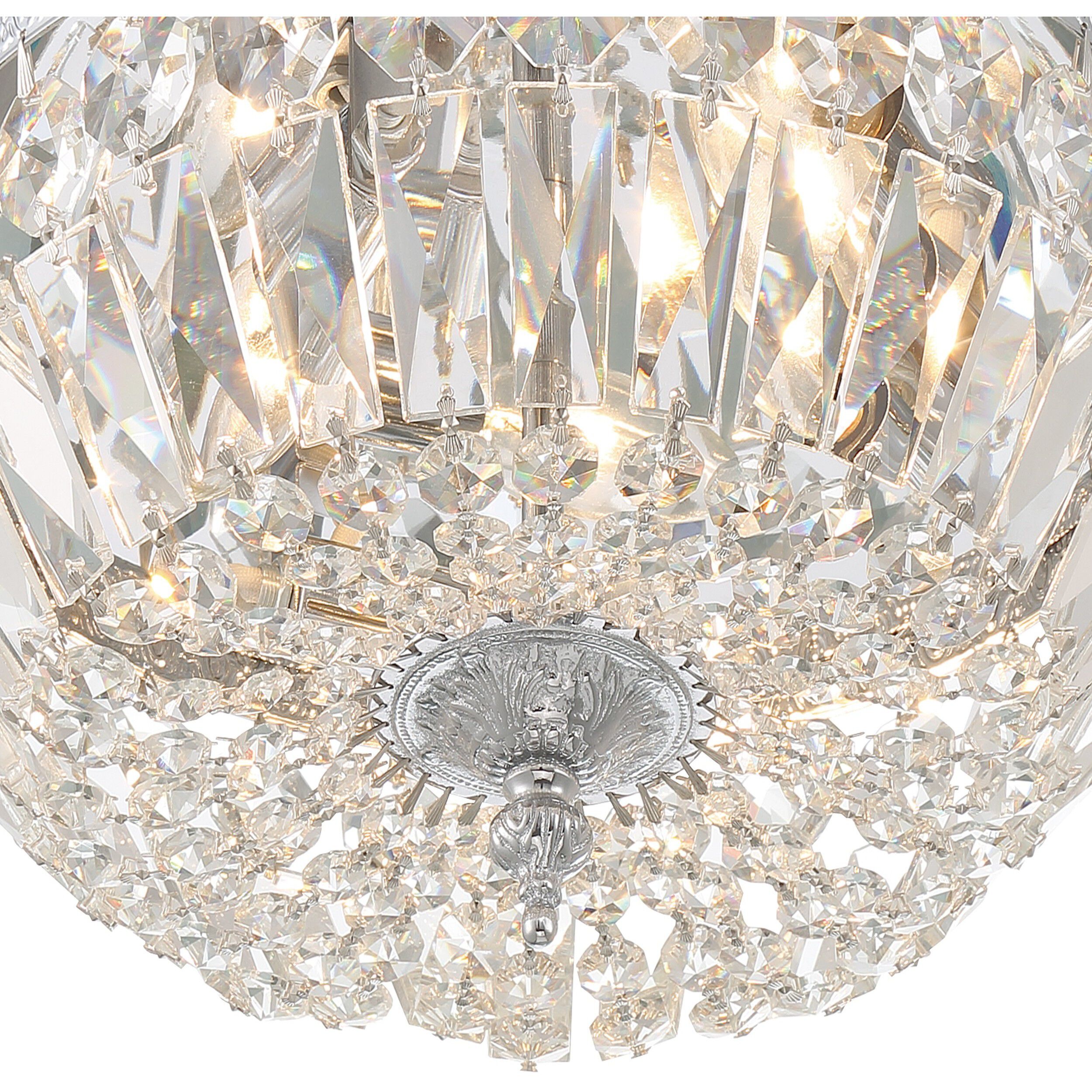 Waltham 3 Light 12 inch Polished Chrome Flush Ceiling Light in Clear Italian