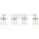 Pilaster II Cone 4 Light 36.5 inch Polished Nickel Bath Vanity Light Wall Light in Clear Glass