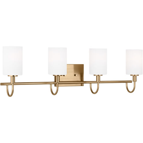 Oak Moore 4 Light 33.88 inch Satin Brass Bath Vanity Wall Light