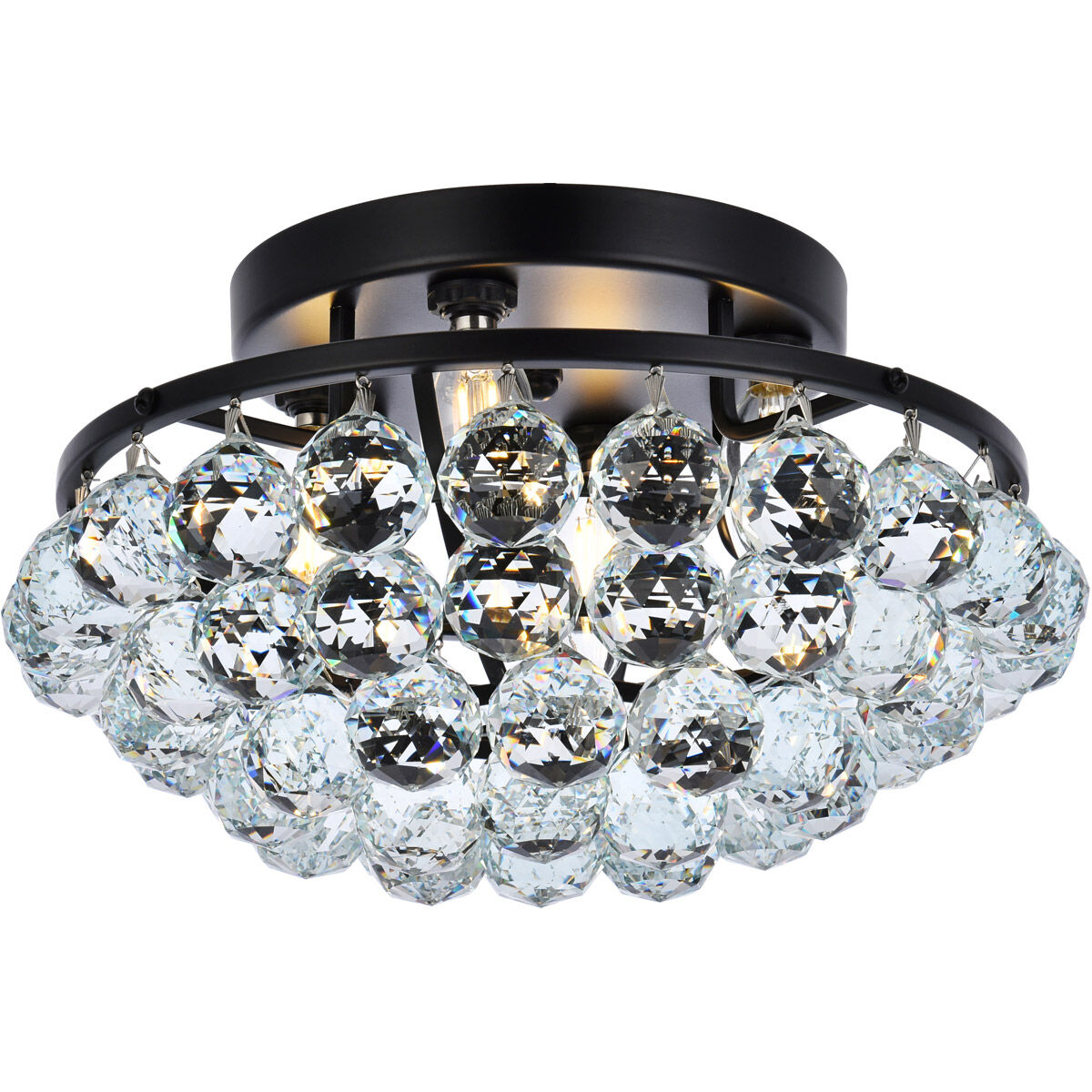 Corona 4 Light 14 inch Black and Clear Flush Mount Ceiling Light