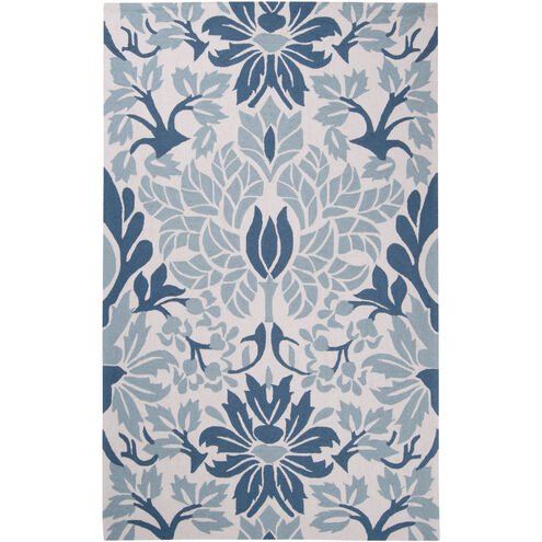 Flor 33 X 24 inch Beige/Teal/Blue Handmade Rug