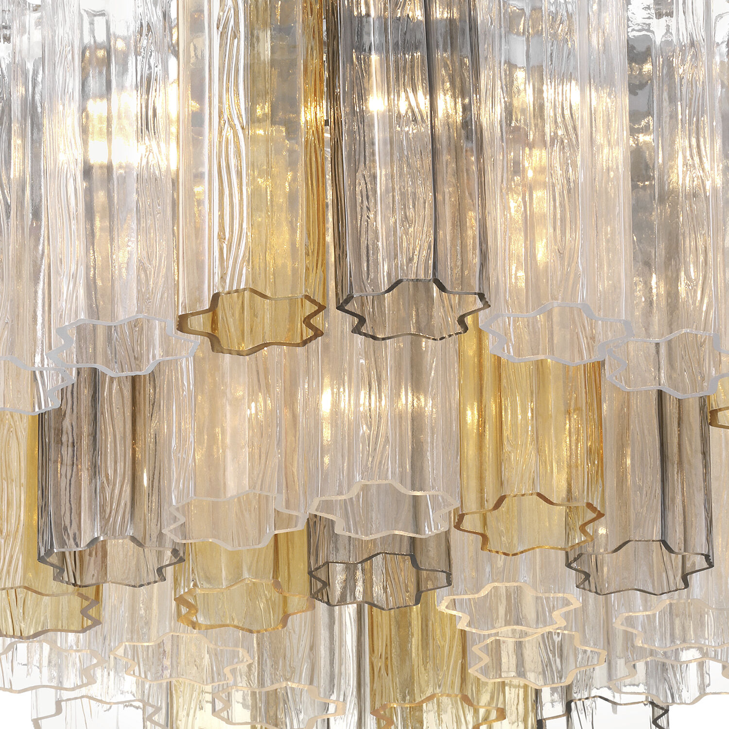 Addis 7 Light 22.25 inch Polished Chrome Flush Ceiling Light in Tronchi Glass Autumn