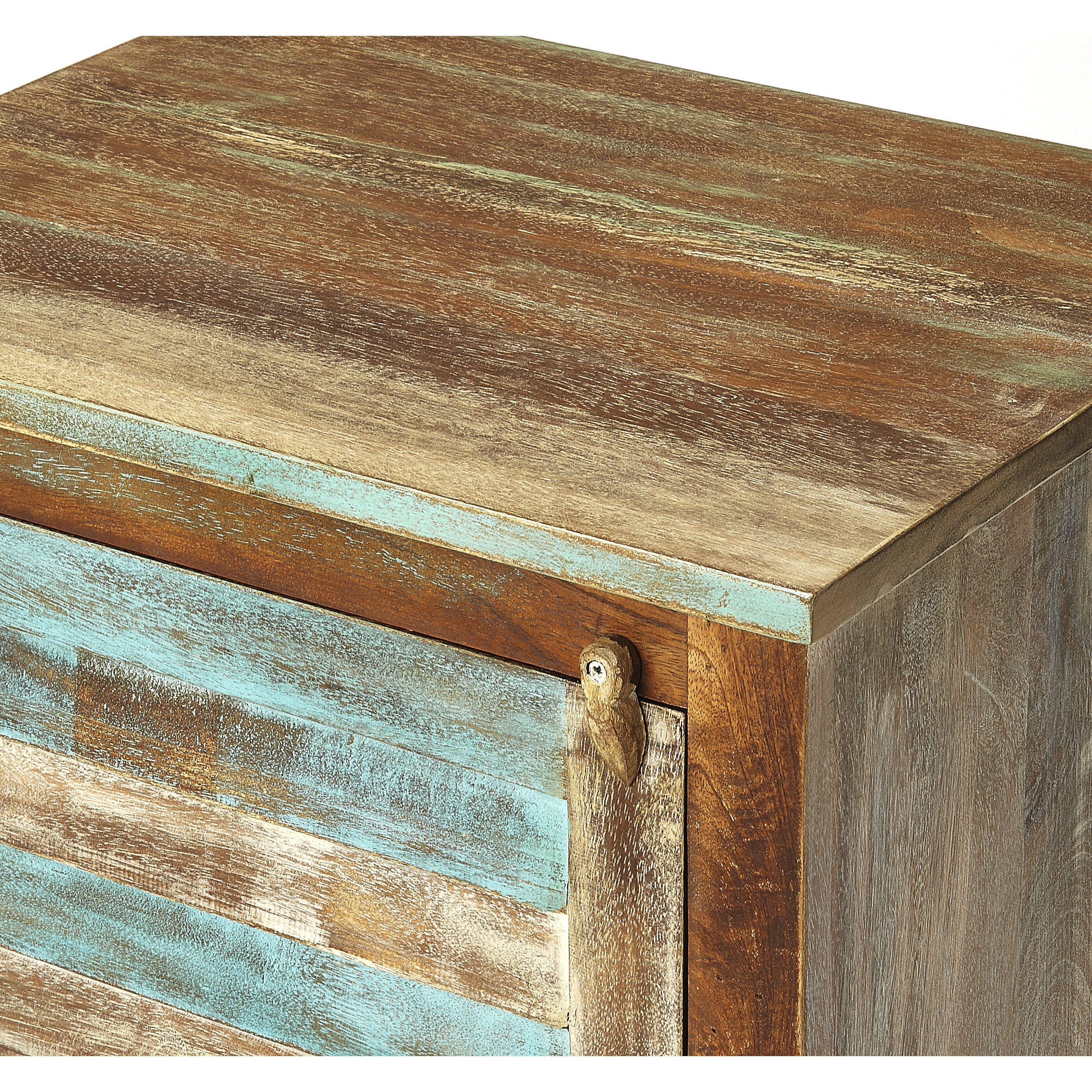 Rustic Shutter Painted Artifacts Chest/Cabinet