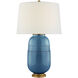Christopher Spitzmiller Newcomb 30 inch 100 watt Aqua Crackle Table Lamp Portable Light in Linen, Medium