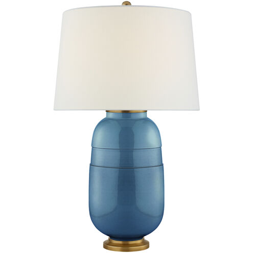 Christopher Spitzmiller Newcomb 30 inch 100 watt Aqua Crackle Table Lamp Portable Light in Linen, Medium
