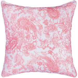 Rajasthan 20 X 6 inch White with Red Accent Pillow, Reversible