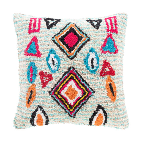 Settat 20 X 20 inch Beige/Sky Blue/Aqua/Black/Bright Orange Pillow Cover