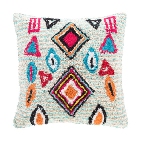 Settat 18 X 18 inch Beige/Sky Blue/Aqua/Black/Bright Orange Pillow Kit, Square