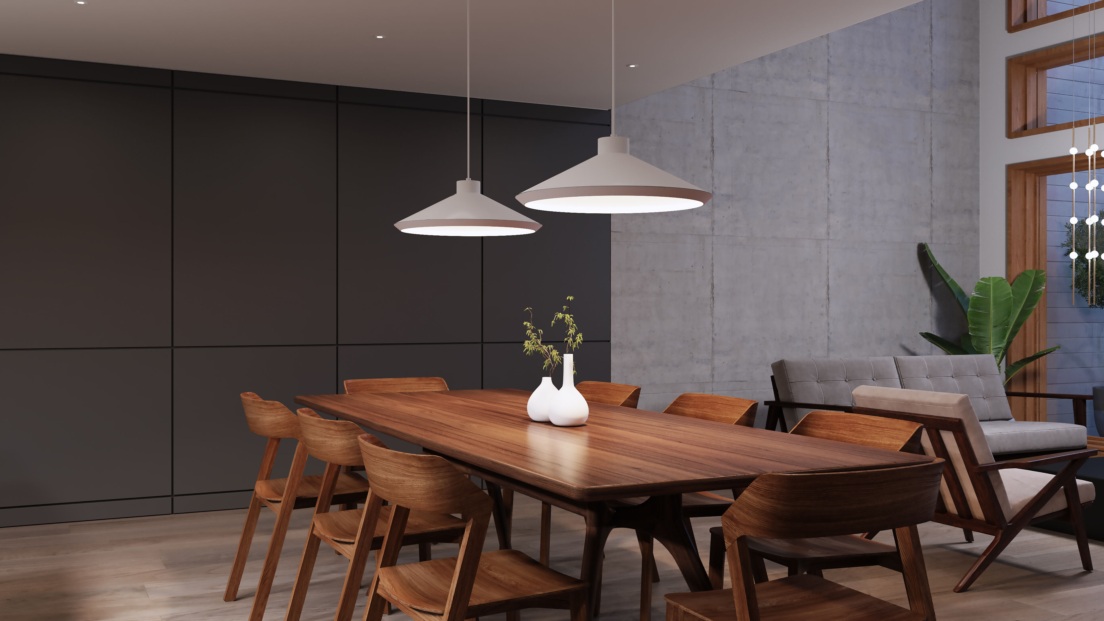 Koma LED 22 inch Satin White Pendant Ceiling Light in GU24