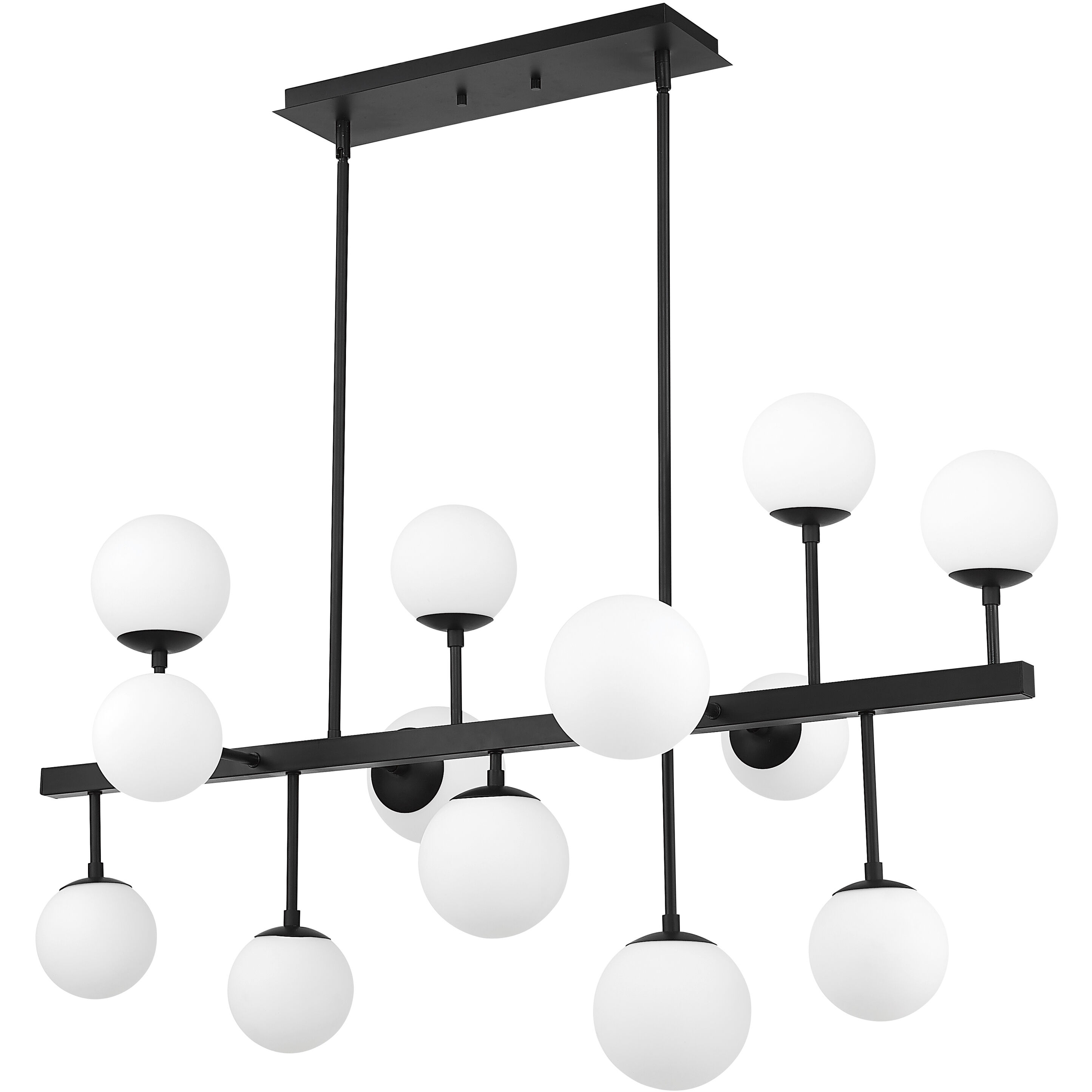 Midnetic 13 Light 45.5 inch Matte Black Linear Chandelier Ceiling Light