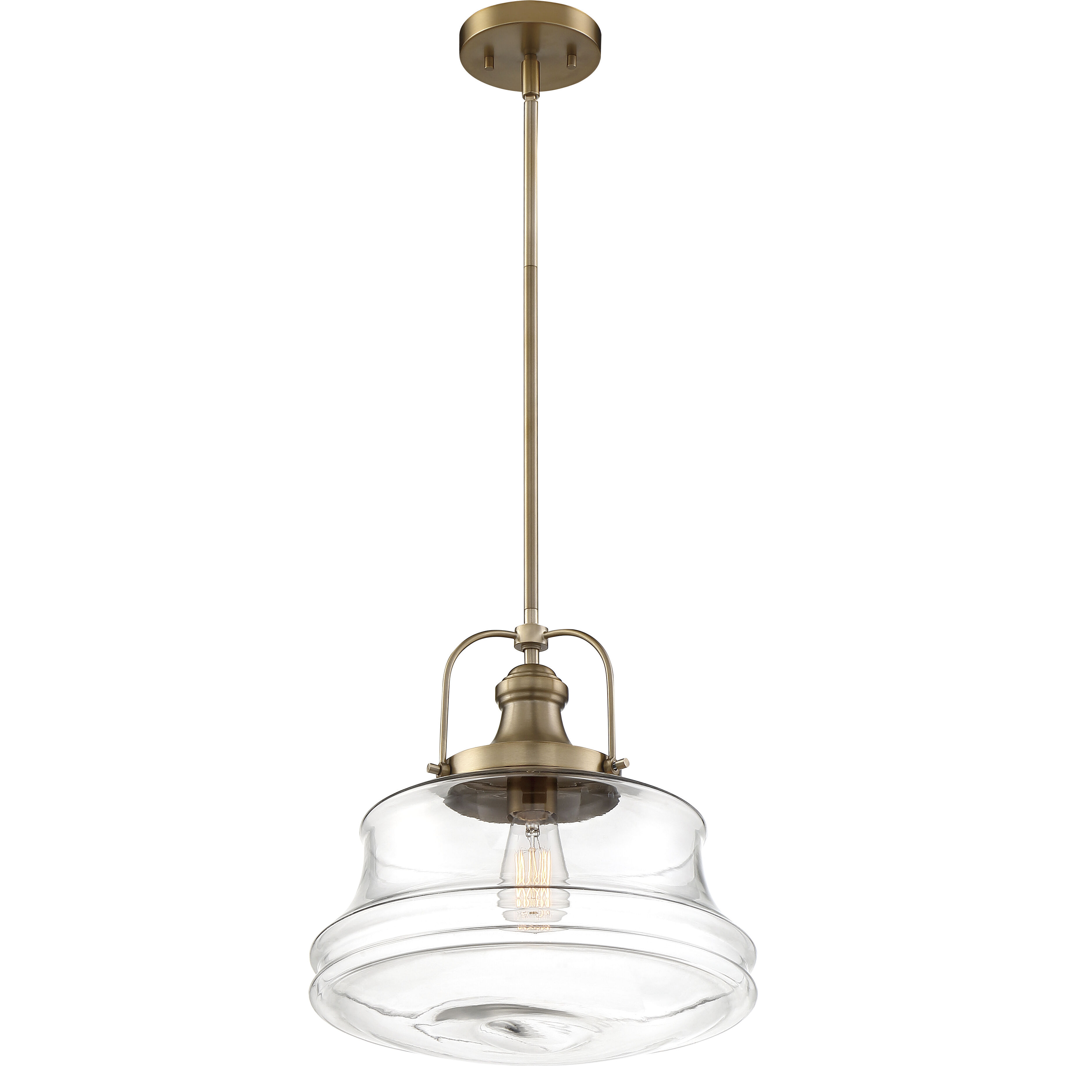 Basel 1 Light 14 inch Burnished Brass and Clear Pendant Ceiling Light
