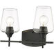 Joliet 2 Light 15 inch Matte Black Vanity Wall Light
