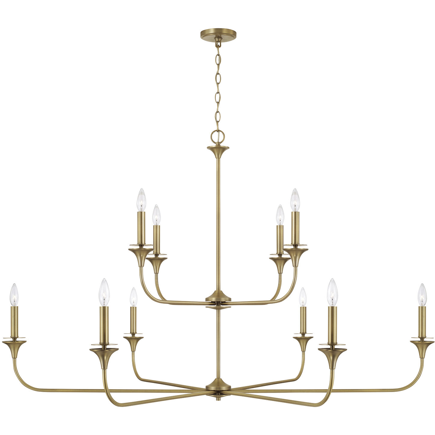 Presley 10 Light 56 inch Aged Brass Chandelier Ceiling Light