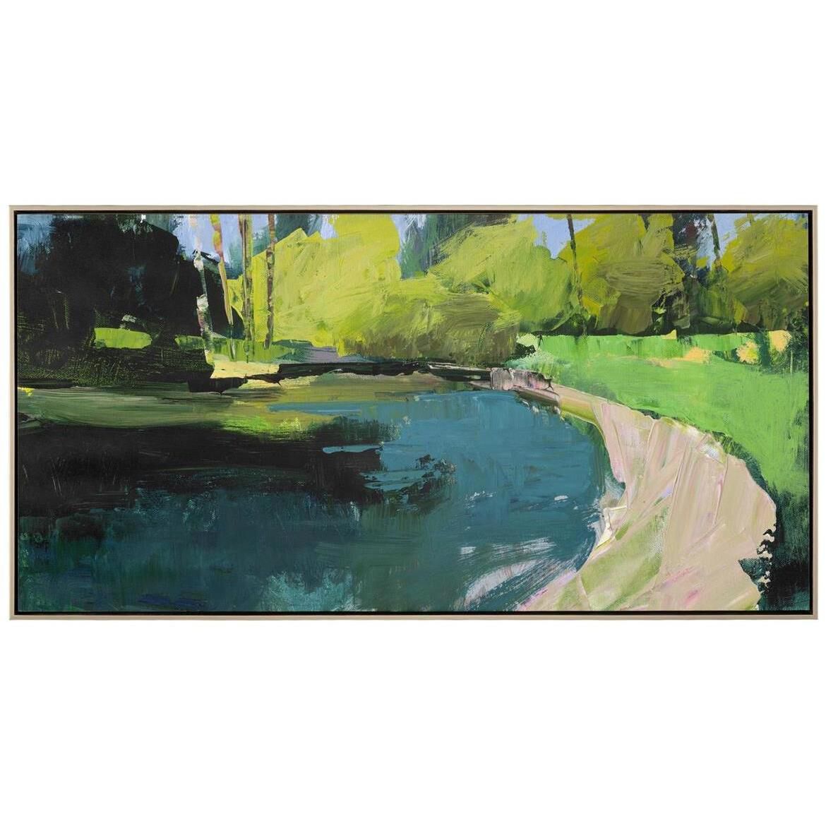 Janet Dyer's Pond with Yellow Tree 49.12 X 25.12 inch Giclee