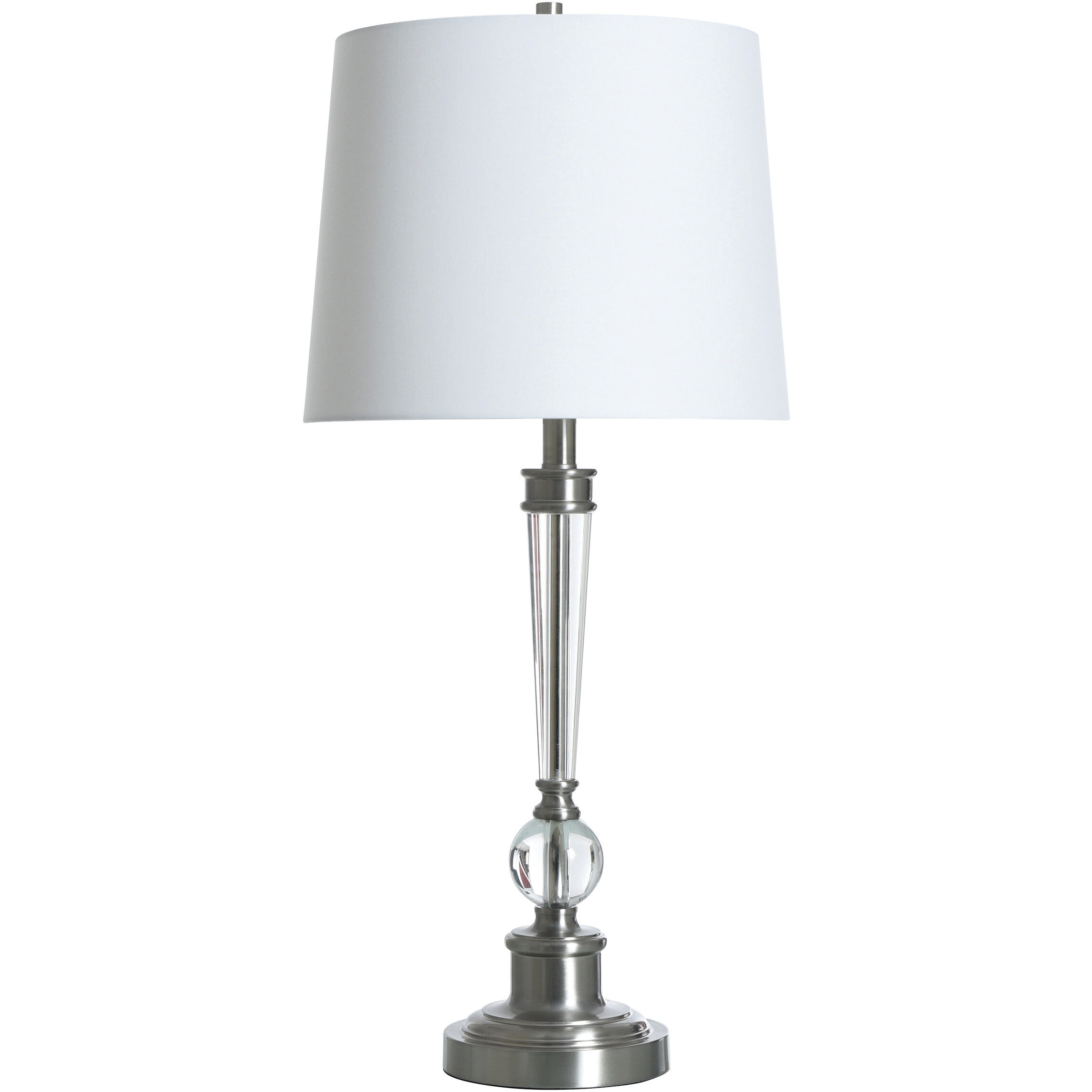 Cameron 30 inch 100 watt Brushed Steel and Clear and Off-White Table Lamp Portable Light
