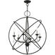 Aria 6 Light 28 inch Black with Brushed Nickel Finish Candles Pendant Chandelier Ceiling Light, Globe