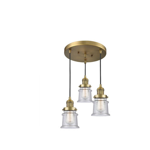 Franklin Restoration Small Canton 3 Light 13 inch Brushed Brass Multi-Pendant Ceiling Light, Franklin Restoration