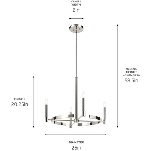 Tolani 4 Light Polished Nickel Chandelier Ceiling Light