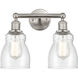 Edison Ellery 2 Light 14 inch Brushed Satin Nickel Bath Vanity Light Wall Light in Seedy Glass