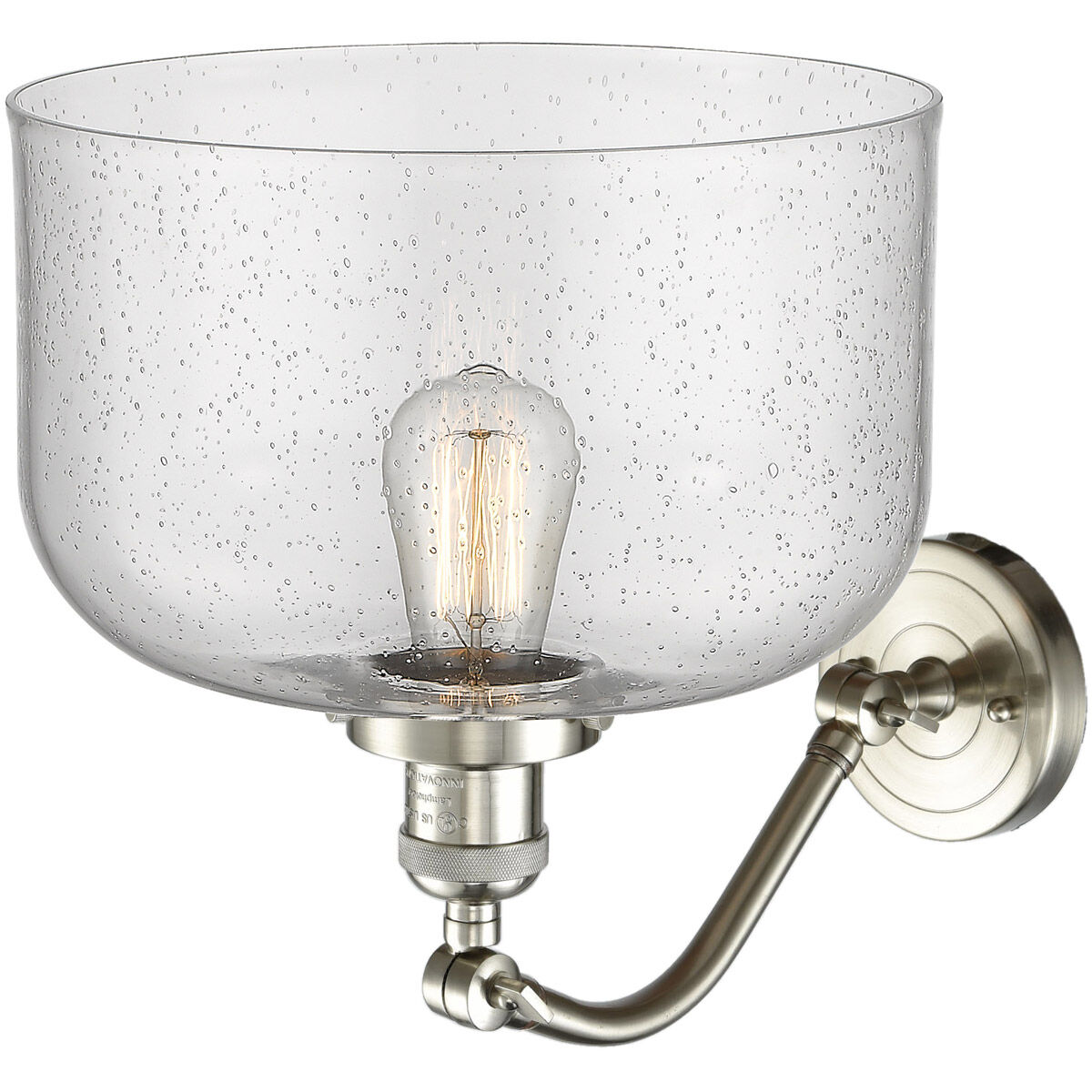 Franklin Restoration X-Large Bell LED 12 inch Brushed Satin Nickel Sconce Wall Light in Seedy Glass, Franklin Restoration