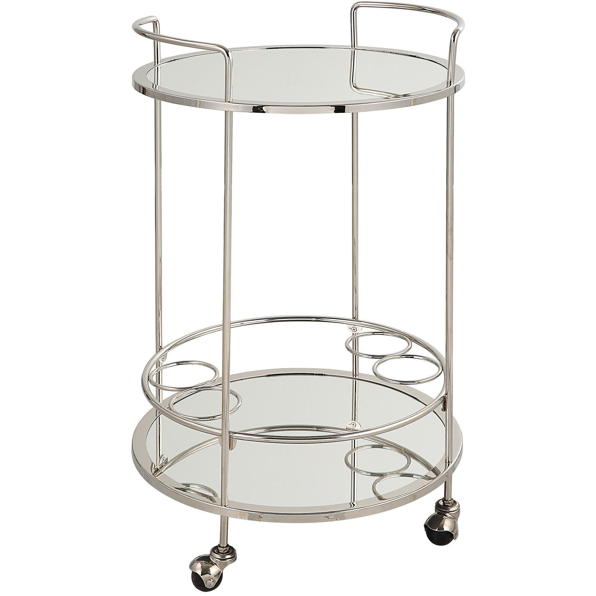 Spritz Polished Chrome and Mirror Bar Cart