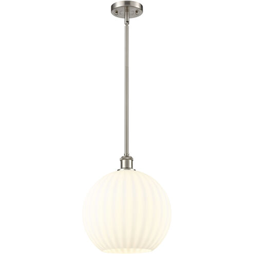 Ballston White Venetian 1 Light 12 inch Brushed Satin Nickel Stem Hung Pendant Ceiling Light