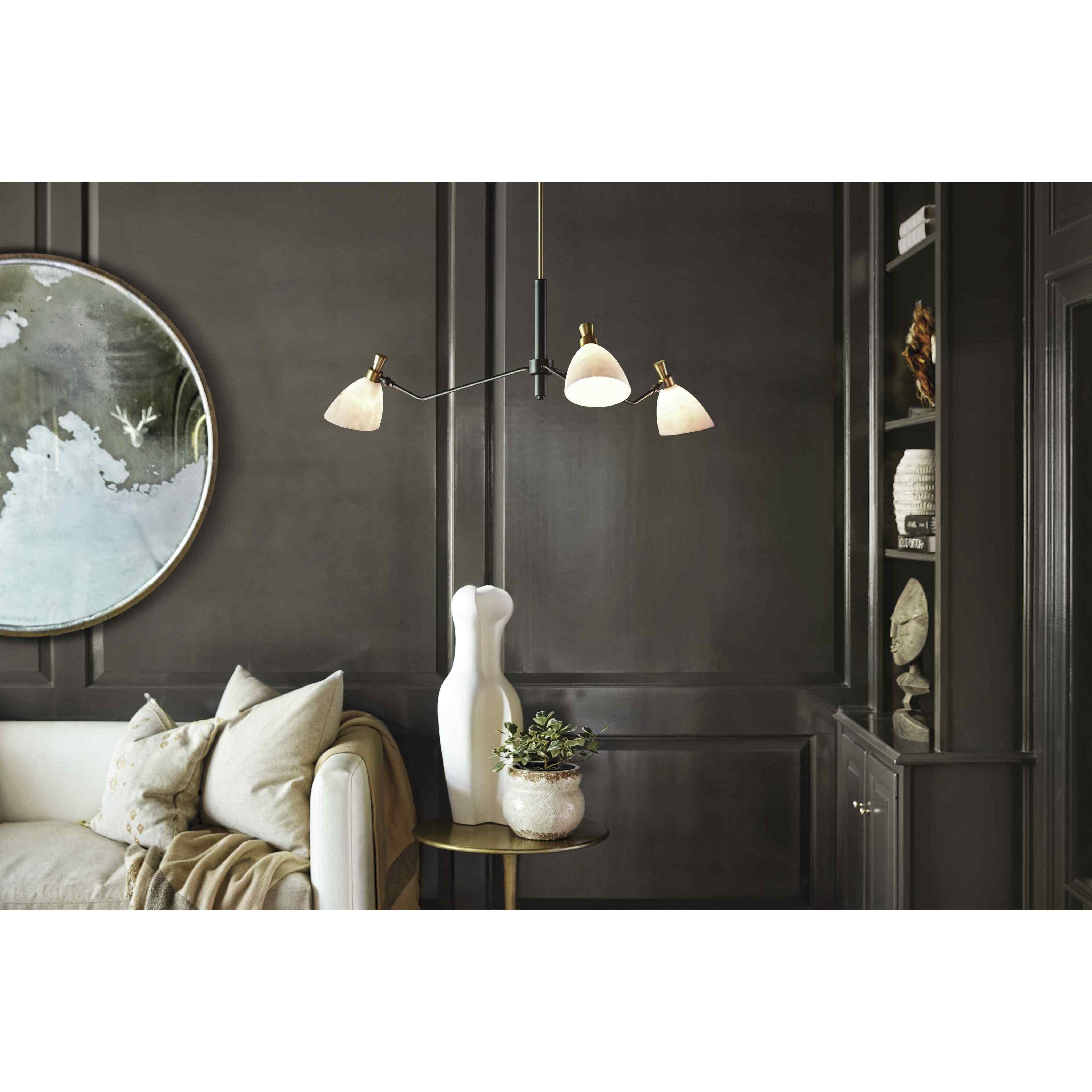 Sinclair 3 Light 40 inch Heritage Brass with Black Indoor Chandelier Ceiling Light