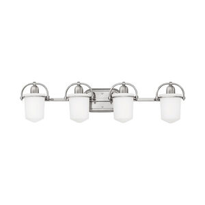 Clancy 4 Light 33 inch Brushed Nickel Bath Light Wall Light in Etched Opal