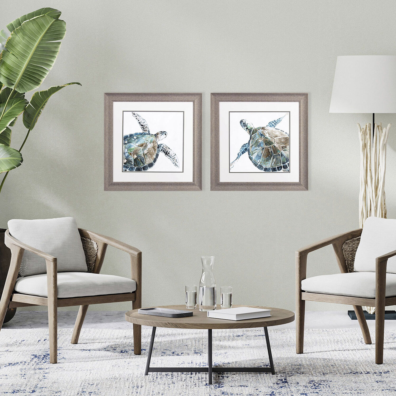 Waterside Blue and Green and Brown Framed Art, Propac