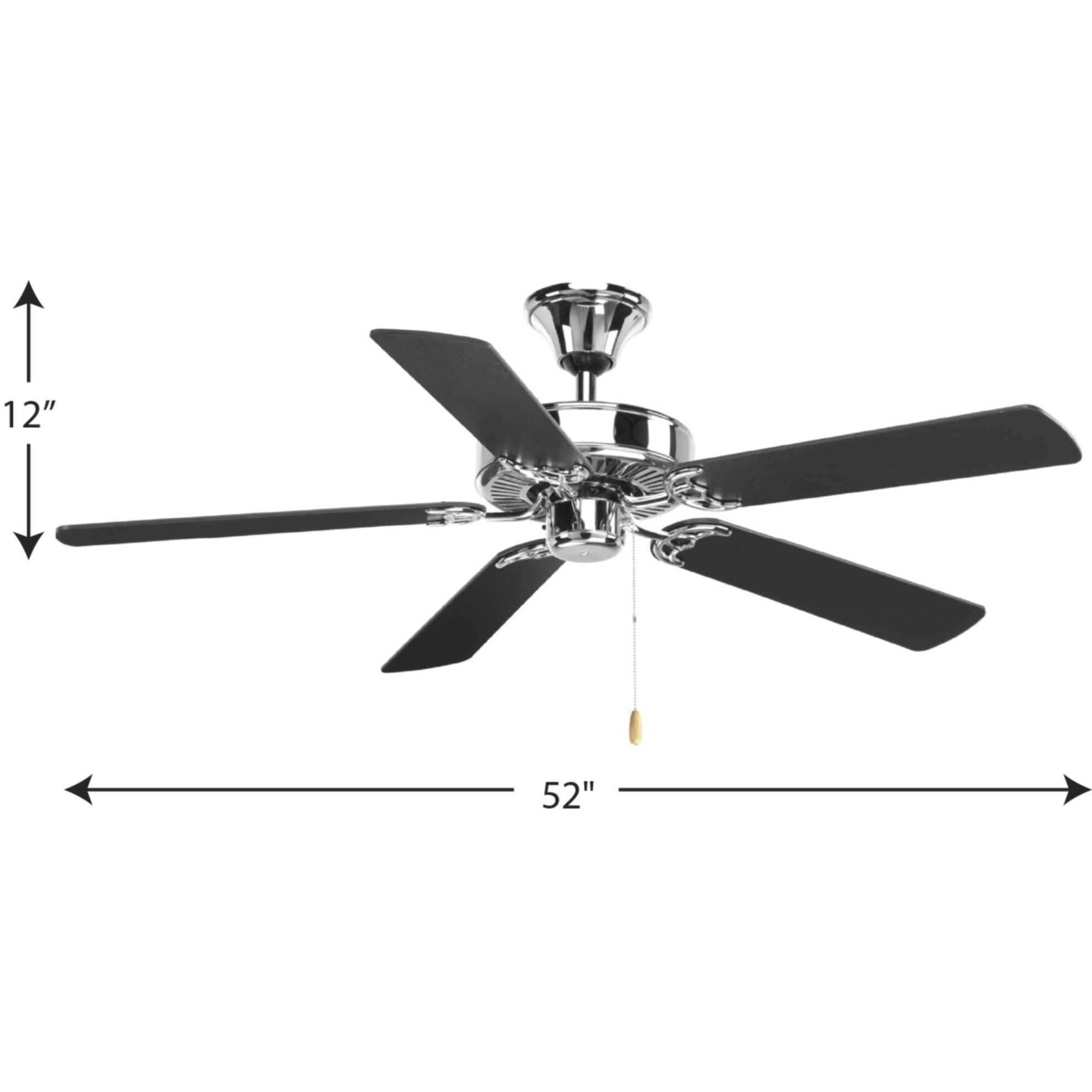 AirPro 52 inch Polished Chrome with Driftwood/Black Blades Ceiling Fan