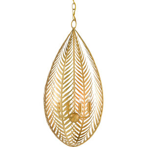 Queenbee Palm 4 Light 15 inch Contemporary Gold Leaf Chandelier Ceiling Light