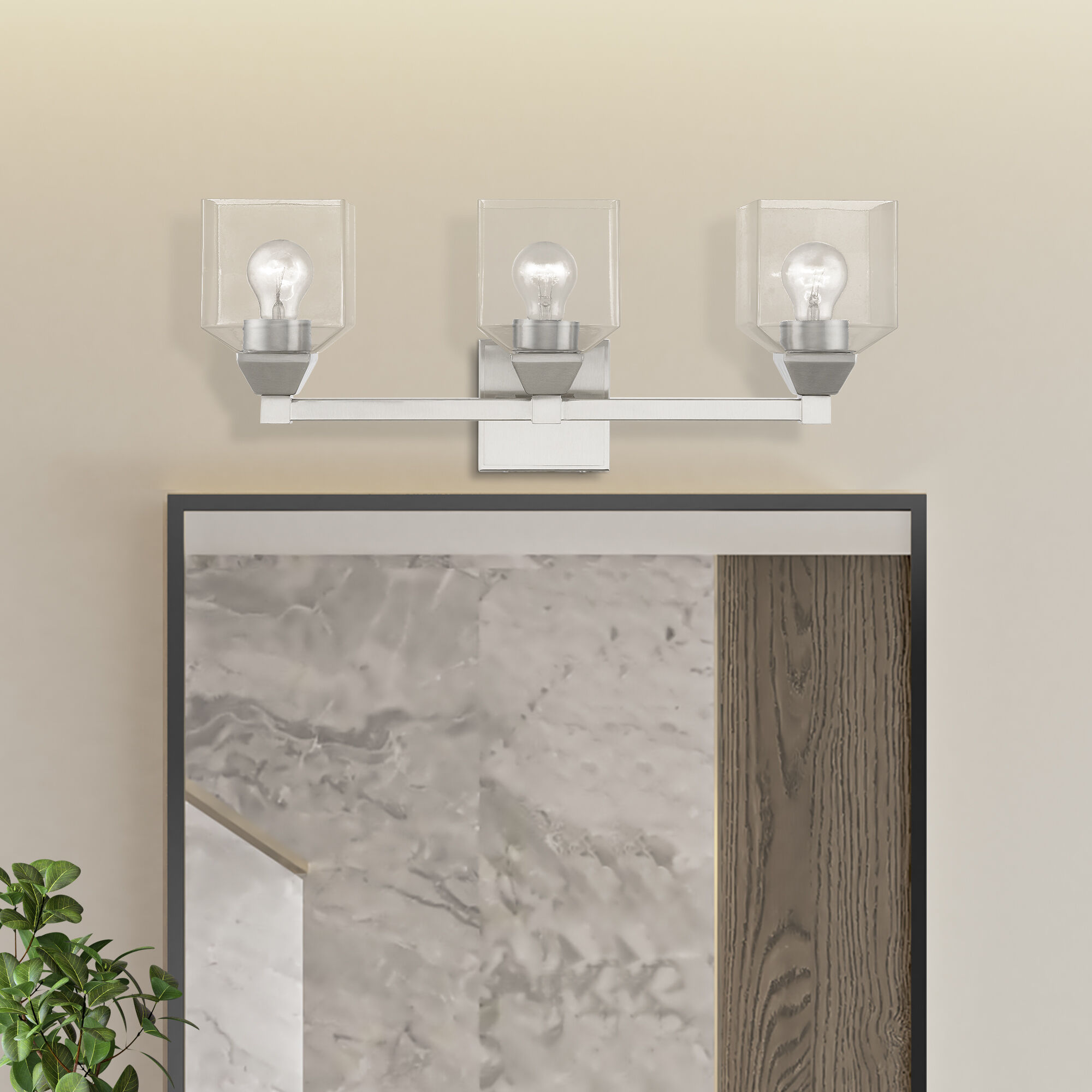 Aragon 3 Light 23 inch Brushed Nickel Vanity Sconce Wall Light