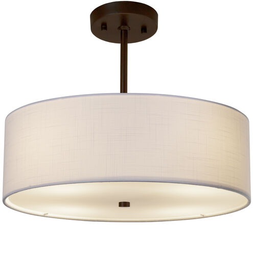 Textile 3 Light 18 inch Dark Bronze Drum Pendant Ceiling Light, Classic Family, EVOLV