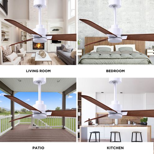 Atlas Alessandra 56 inch Matte White with Walnut Tone Blades Indoor/Outdoor Ceiling Fan